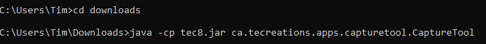 Typical commands to run CaptureTool
